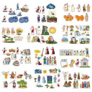 Windkream 12 Set Felt Board Stories Pieces Set Felt Animals Bible Fairy Tales For Preschool Animals Figures Flannel Board Stories For Toddlers Preschool Kindergarten Storytelling (Religious)