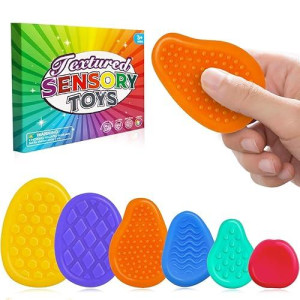 Fidget Toys Sensory Texture Stone: 6 Pack Soft Fidget Stress Toys For Autism Kids, Quiet Calm Down Toys For Classroom Student Anxiety Relief, Special Needs Item For Toddler Girls Boys Adults