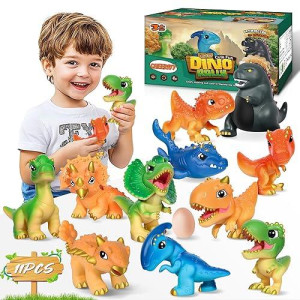 Ykanzz Dinosaur Toys For Kids 3-5, Plastic Dino Toy Set For Boys Age 4-7, 11 Soft Small Dinosaur Figures & 1 Egg, Series Of Dinosaur Models For Toddlers Dinosaur Lovers