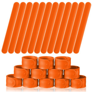 Gemscream 12 Pcs Silicone Slap Bracelets Diy Slap Bands Party Favors Bulk Blank Soft Wristband Wrist Snap Band For Craft Project Diy Painting Birthday Party Halloween Christmas(Orange)