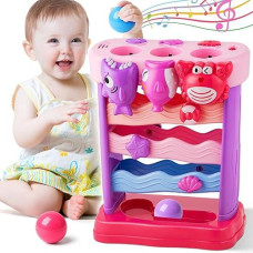 V-Opitos Musical Toys For Toddler 1, 2, 3 Years Old, Feeding Interactive Toys For Baby 9-12 Months, 6 7 8 9 10 12+ Months, Montessori Education Toy, Perfect Christmas Birthday Gifts Boy & Girl (Pink)