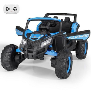 Ride On Toys For Kids 4-8, 2 Seater Utv With Remote Control, Electric Vehicles With Horn, 3 Speeds, Led Lights, Mp3 Player, Open Doors, Safety Belt (Blue)