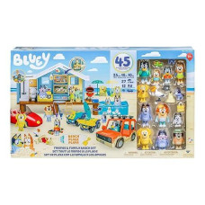 Bluey Friends & Family Beach Set- House Playset 45 Piece Ultimate Mega Set-Large-Includes Sticker Sheet!