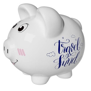 8'' Large Ceramic Piggy Bank For Adults, No Toxic No Need Break To Open, Alcancias De Dinero Para Adultos, Money Saving Bank For Adults, Honeymoon Fund Box- Time To Fly