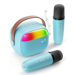 Mini Karaoke Machine For Kids, Toy For Girls Portable Bluetooth Speaker With 2 Wireless Microphones, Fashion Toy Gifts For Christmas Birthday, For 3 4 5 6 7 8+ Year Old Girls Gifts(Blue)