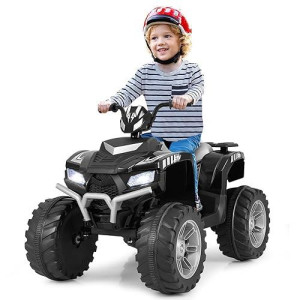 Coszton Atv For Kids, 24V Battery Powered Electric Atv Quad W/Soft Start, Wireless Connection, Music, Radio, Treaded Tires, Led Lights, Kids Ride-On Atv Kids 4-Wheeler For 3-8 Boys & Girls (Black)