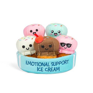 Emotional Support Ice Cream Cones By Relatable, Cuddly Stuffed Animals And Toys, Squishy Toys And Plushies, Great Gift Ideas For Loved Ones Of All Ages, Includes 5 Plushies With Carrying Basket