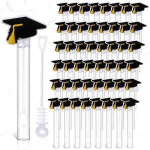 Silipull 48 Pcs 4.2'' Mini Bubble Wands Bubbles Party Favors Birthday Party Supplies Favor Decorations For Gift Goodie Bag, Contains Liquid (Graduation Hats)