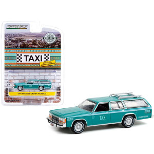 1991 Ford LTD crown Victoria Wagon Taxi Teal with White Stripes Rosarito Baja california (Mexico) Hobby Exclusive 164 Diecast Model car by greenlight
