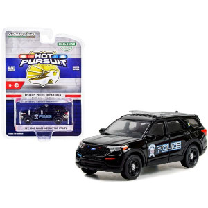 2022 Ford Police Interceptor Utility Black Fishers Police Department Indiana Hobby Exclusive 164 Diecast Model car by greenlight