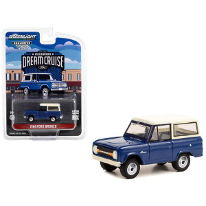 1966 Ford Bronco Blue with White Top 26th Annual Woodward Dream cruise (2021) Hobby Exclusive Series 164 Diecast Model car by greenlight