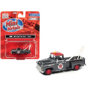 1957 chevrolet Stepside Tow Truck Texaco gray Metallic with Red Top 187 (HO) Scale Model car by classic Metal Works