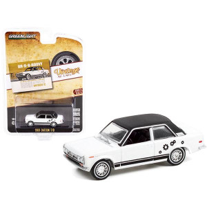 1969 Datsun 510 White and Black with graphics gR-R-R-ROOVY The Worlds Best $2000 car It goes Wild Vintage Ad cars Series 6 164 Diecast Model car by greenlight