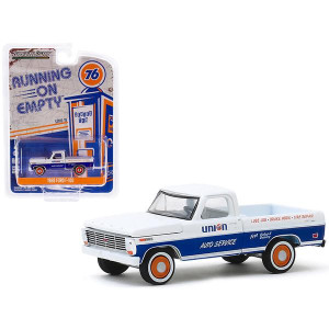 1968 Ford F-100 Pickup Truck Union 76 Auto Service White with Blue Stripe Running on Empty Series 10 164 Diecast Model car by greenlight