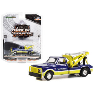 1967 chevrolet c-30 Dually Wrecker Tow Truck Michelin Service center Blue and Yellow Dually Drivers Series 11 164 Diecast Model car by greenlight