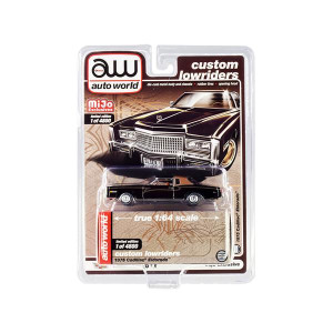 1975 cadillac Eldorado Black with Brown (Partial) Vinyl Top custom Lowriders Limited Edition to 4800 pieces Worldwide 164 Diecast Model car by Autoworld
