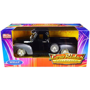 1953 chevrolet 3100 Pickup Truck Black and gray Low Rider collection 124 Diecast Model car by Welly