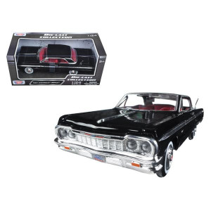 1964 chevrolet Impala Black with Red Interior 124 Diecast Model car by Motormax