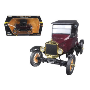 1925 Ford Model T Runabout Burgundy Metallic with Black Soft Top 124 Diecast Model car by Motormax