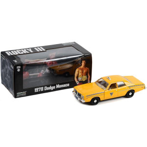 1978 Dodge Monaco Taxi city cab co Yellow Rocky III (1982) Movie 124 Diecast Model car by greenlight