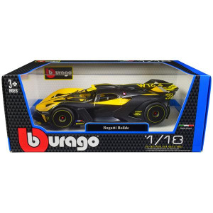Bugatti Bolide Yellow and carbon gray 118 Diecast Model car by Bburago