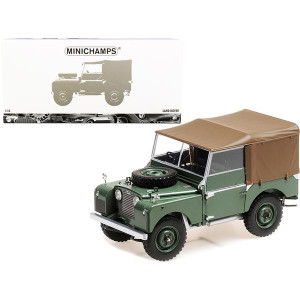1949 Land Rover RHD (Right Hand Drive) green with Brown canopy 118 Diecast Model car by Minichamps