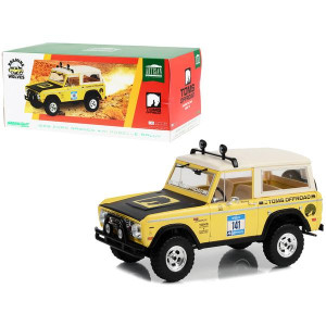 1969 Ford Bronco 141 Rebelle Rally Toms Offroad x Roaming Wolves Artisan collection 118 Diecast Model car by greenlight