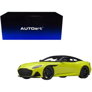 Aston Martin DBS Superleggera RHD (Right Hand Drive) Lime Essence green Metallic with carbon Top and carbon Accents 118 Model car by Autoart