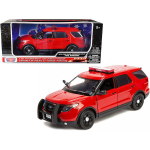 2015 Ford Police Interceptor Utility Fire Marshal Plain Red 118 Diecast Model car by Motormax