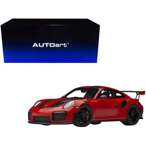 Porsche 911 (9912) gT2 RS Weissach Package guards Red with carbon Stripes 118 Model car by Autoart