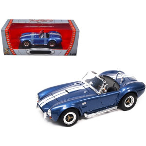 1964 Shelby cobra 427 Sc Blue Metallic with White Stripes 118 Diecast Model car by Road Signature