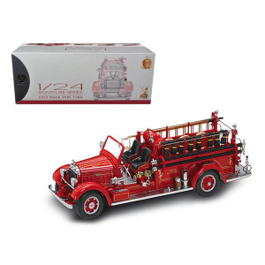 1935 Mack Type 75BX Fire Engine Truck Red with Accessories 124 Diecast Model by Road Signature