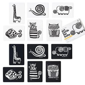 Wee gallery Black and White Art Flash cards for Babies, High contrast Educational Animal Picture cards, Baby Visual Stimulation, Brain and Memory Development in Infants and Toddlers - Original Animals