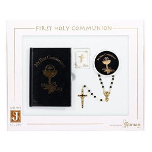 First Holy communion Boy Missal, Rosary, Box and Lapel Pin 4 Piece Boxed gift Set