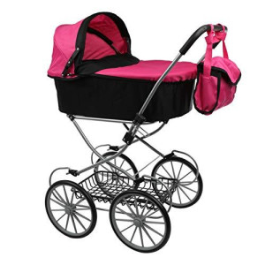 Mommy and Me Deluxe Doll Pram My Sweet Princess Doll Stroller with Basket, and Free carriage Bag, 32 Tall