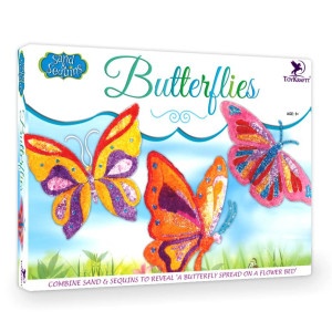 ToyKraft: Butterflies craft, Sand and Sequin Art Kits for Kids, Sand Picture, Art and craft, gift for girls Boys 5 - 9 Year Olds