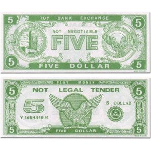 US Toy cSc - Paper Play Money (1000 $5 Bills Per Package)