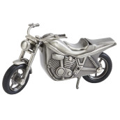 creative gifts International Pewter Motorcycle Bank for Kids, Newborn gift, Silver, 4A x 675, Brushed Non-Tarnish Nickel Plated Finish, Matte Finish, gift Box Included