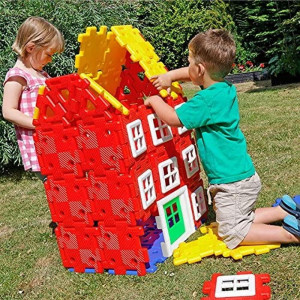 Polydron Kids giant House Builder Set - Educational construction Toy - Multicolored - children creative geometry Building 3D Kit - Pack of 72