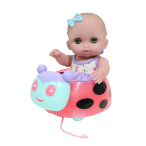 Lil cutesies 85 All Vinyl Doll and Ladybug Pull Toy Posable and Washable Removable Outfits Pull Toy and Doll Jc Toys Ages 2+