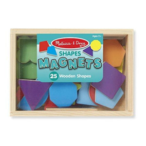 Melissa & Doug 25 Wooden Shape and color Magnets in a Box
