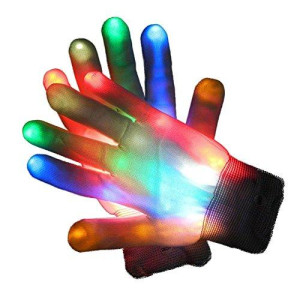 glovion LED gloves Light up Flashing Skeleton gloves Stocking Stuffers for Kids Adults christmas Party Festival Decoration -One Pair