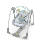 Ingenuity Swing n go 5-Speed Baby Swing - Foldable, Portable, 2 Plush Toys & Sounds, 0-9 Months 6-20 lbs (Hugs & Hoots)