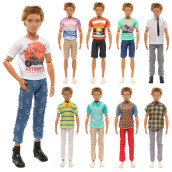BARWA Lot 5 Sets Fashion Shirt Outfit clothes with Trousers for 12 inch Boy Friend Doll