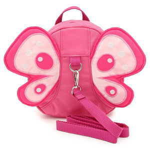 Hipiwe Butterfly Baby Walking Safety Backpack Anti-Lost Mini Bag Toddler child Strap Backpack with Safety Leash (Pink)
