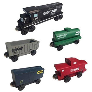 Whittle Shortline Railroad Norfolk Southern Railway gP-38 Diesel 5pc Set - Wooden Toy Train Manufacturer