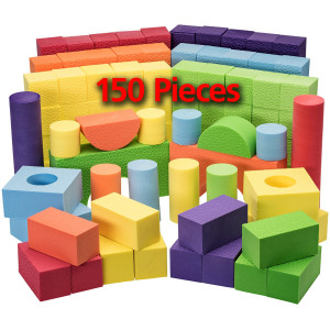 Dragon Too Foam Blocks and Stacking Blocks -Non Toxic- 150 Pcs creative and Educational- with Reusable Zippered Bag