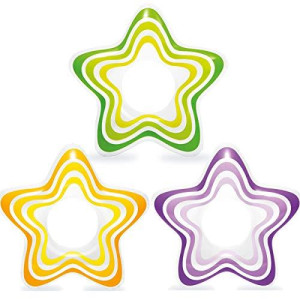 Intex Inflatable Star Rings, Three colors, Yellow, Purple, green, 29X28 New 2017 Design 59243EP