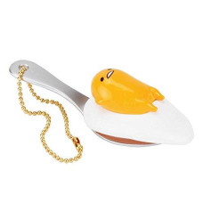 gudetama Swing Mascot Keychain A Kitchen Series Facing Up with Spoon