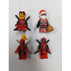 unknown manufacture Deadpool, Lady Deadpool, Deadpool Santa Deadpool The Duck KO Minifigure lot in clear Bag Sealed condition with Free gold Optimus Prime Minifigure
